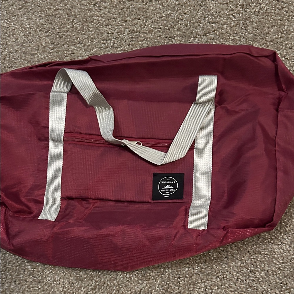 NWOT Red Travel Duffel with White Straps